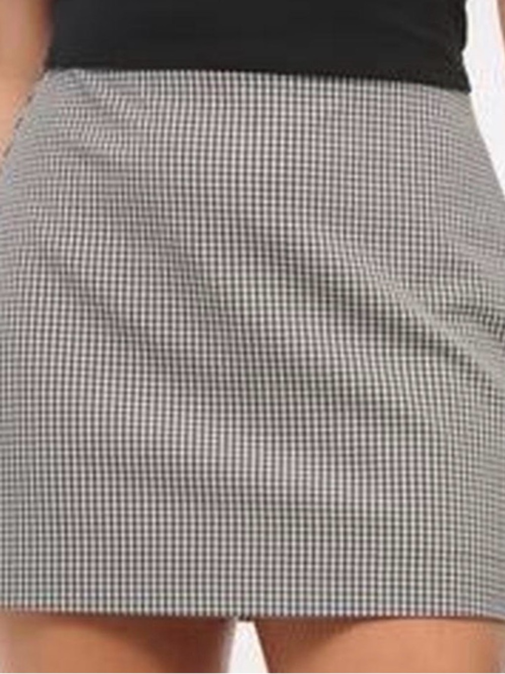 LOFT Black & White Gingham Mini Skirt